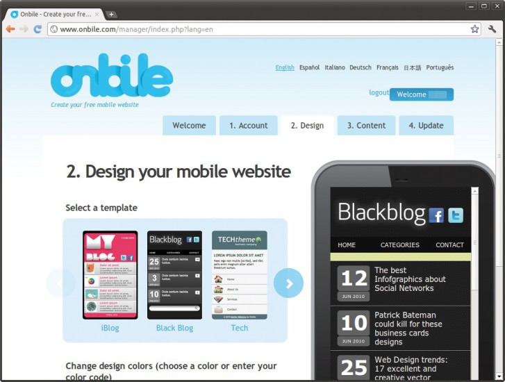 Vorschau im Smartphone: Bei Onbile bauen Sie per Klick eine Mobilseite. Der kostenlose Dienst erfordert nur eine Anmeldung (Bild C).