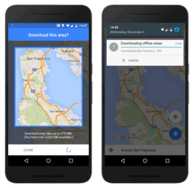 Karten-Download: Für die Turn-by-Turn-Navigation ohne Internetverbindung lässt sich mit Google Maps das Kartenmaterial künftig im Vorfeld einer geplanten Reise herunterladen.