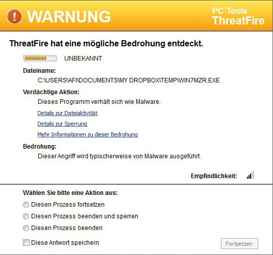 Threatfire: Der Verhaltenswächter warnt, wenn sich eine Software verdächtig verhält (Bild 2).
