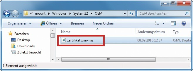 Aktivierung in Setup integrieren: Fügen Sie dem Setup noch das Hersteller-Zertifikat „zertifikat.xrm-ms“ hinzu. Dann ist Ihr Windows 7 nach der Installation bereits aktiviert (Bild 3).