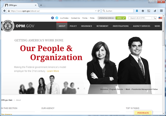 Webseite der US-Behörde OPM