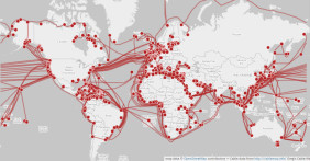 Total vernetzt: Die Karte zeigt, wie die Länder weltweit mit Telekommunikations-Seekabeln vernetzt sind.