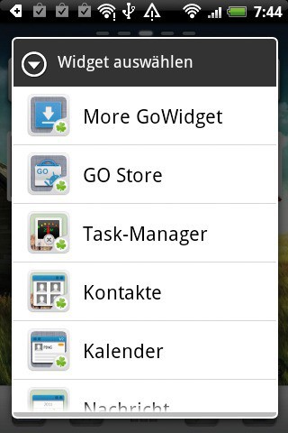 GoWidgets sind kleine Apps, die direkt auf dem Home-Bildschirm platziert werden können und Zusatzfunktionen bereitstellen.