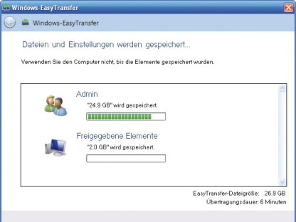 Datenübertragung mit Windows Easy Transfer