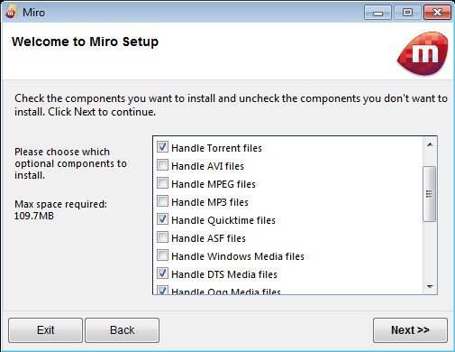 Während der Installation von Miro legen Sie fest, welche Dateitypen das Programm unterstützten soll.