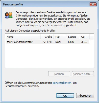 Benutzerprofile: Löschen Sie die bei der Installation angelegten Benutzerprofile, damit das 5-Minuten-Windows später keine überflüssigen Benutzerkonten enthält (Bild 8).