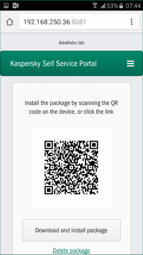Kaspersky Endpoint Security: Über ein Self-Service-Portal können Angestellte auch ohne Admin-Hilfe ein mobiles Gerät schützen.