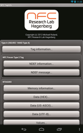 NFC Tag Info: Die App zeigt detaillierte Informationen zu NFC-Tags an, zum Beispiel die eindeutige Kennung und den darauf verfügbaren Speicherplatz.