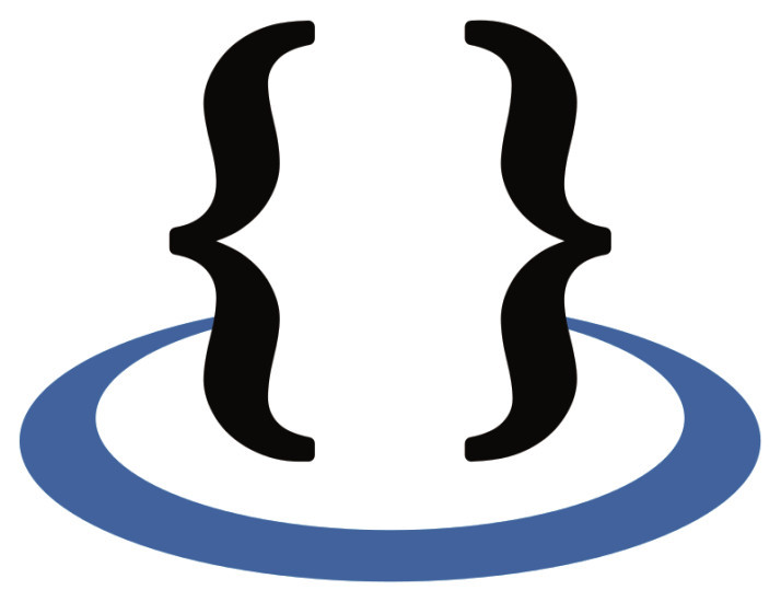 Matroska-Logo: Geschweifte Klammern auf einer Disc sind das Logo des Matroska-Container-Formats.
