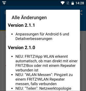 Release Notes FritzApp WLAN 2.1.1