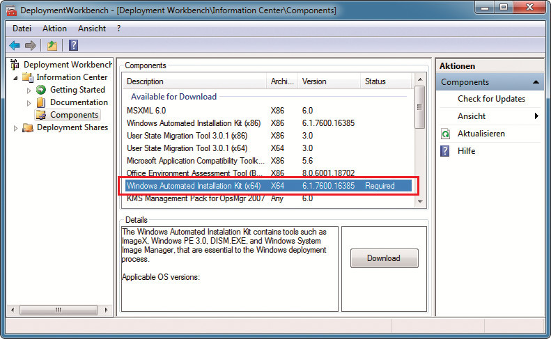 Windows AIK: Laden Sie die aktuelle Version des Werkzeugkastens für den Multi-Setup-Stick mit einem Klick auf „Download“ herunter