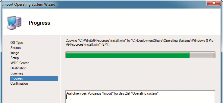 Windows importieren: Nachdem Sie im Microsoft Deployment Toolkit den Speicherort von Windows 8 angegeben haben, holt sich das Programm die benötigten Daten