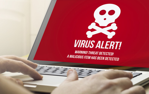 Virus-Alarm am Laptop