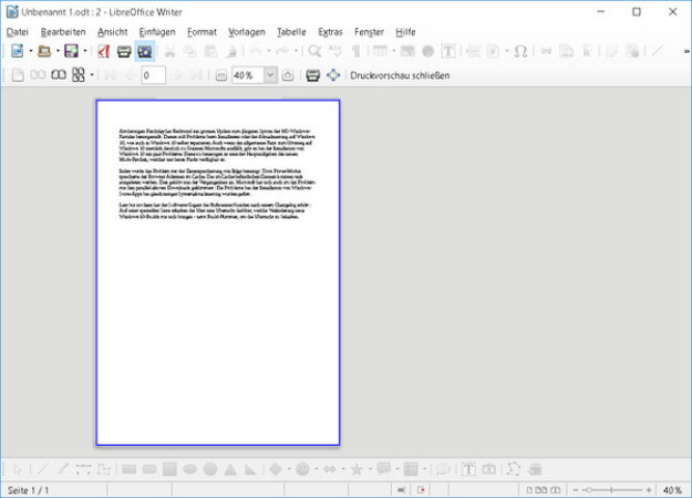 Druckvorschau in LibreOffice 5.1