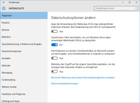 Datenschutz in Windows 10