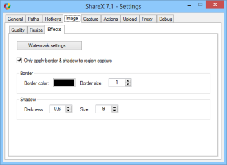 Neu erstellte Bildschirmfotos versieht ShareX auf WInsch auch mit einem Rahmen und einem Wasserzeichen oder Logo.