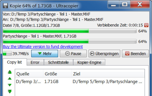 Kopier-Tool: UltraCopier 1.0.1.2 erschienen