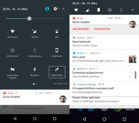 Android N Quick-Settings und Statusleiste
