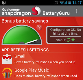 Die App Snapdragon Battery Guru soll die Akkulaufzeit des Smartphones erhöhen. Dazu analysiert die App die Nutzung des Smartphones und optimiert dann entsprechend die Einstellungen.
