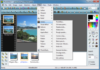 PhotoFiltre ist mit über 80 Filtern ausgestattet. Sie finden Sie im Menü „Filter“.