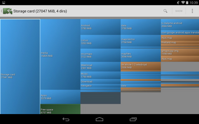 DiskUsage zeigt, welche Ordner und Dateien auf Ihrem Android-Smartphone am meisten Speicherplatz einnehmen.