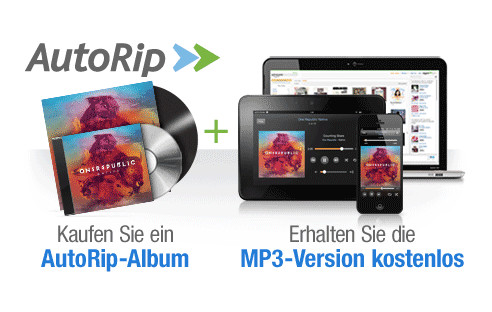 Amazon.de bietet seit heute seinen Dienst AutoRip in Deutschland an. Kunden, die eine CD, Schallplatte oder Musikkassette kaufen, bekommen die MP3-Dateien kostenlos dazu.
