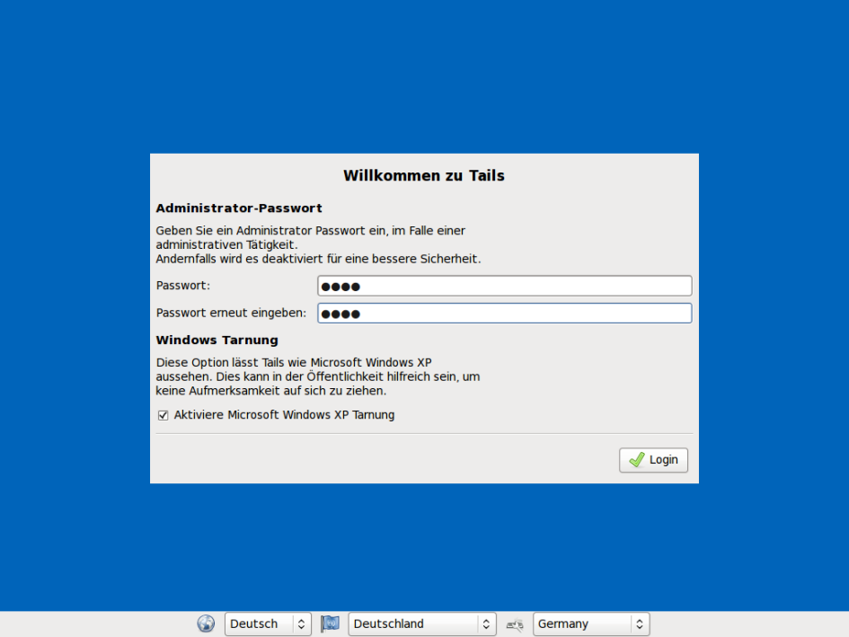 Tails ist ein Live System, das nur im Arbeitsspeicher läuft und keine Daten auf die Festplatte des PCs schreibt.