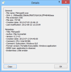 Nach der Dateianalyse liefert FiletypeID über die Schaltfläche „Details“ weitere Informationen zu der Datei.
