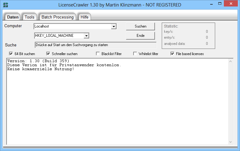 LicenseCrawler durchsucht Ihren PC nach den Seriennummern installierter Software-Pakate und speichert Sie diese auf Wunsch in einer Textdatei.